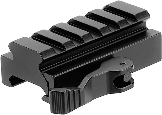 LONSEL Picatinny Riser Mount, Low Profile Rail Riser Mounts Adaptor with QD Lever Lock Quick Release & 5 Slots Picatinny Rails for Scope Rings Optics Sights, 1/2" H x 2.5''L