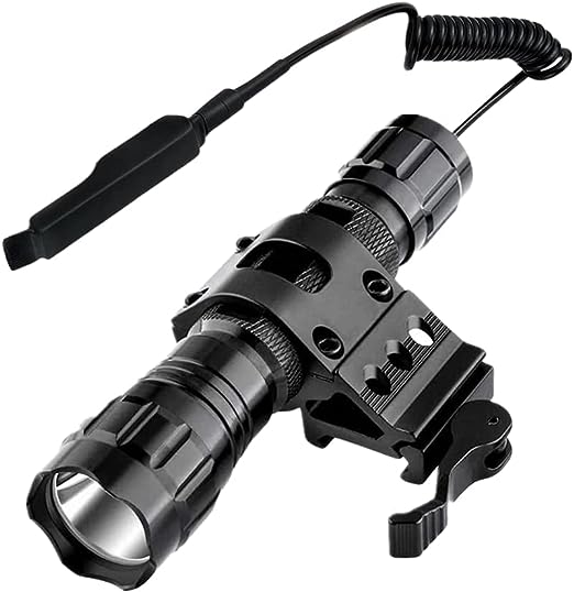 WINDFIRE 2000 Lumens LED Hunting Light Tactical Flashlights with Quick Release Picatinny Rails Mount Offset Mount for Outdoor Hunting,Remote Pressure Switch