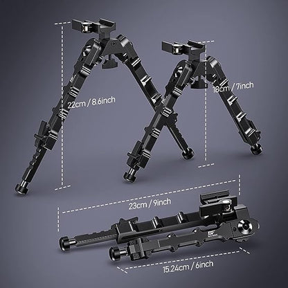 6' - 9'' Picatinny Bipod,5 Adjustable Height for Hunting