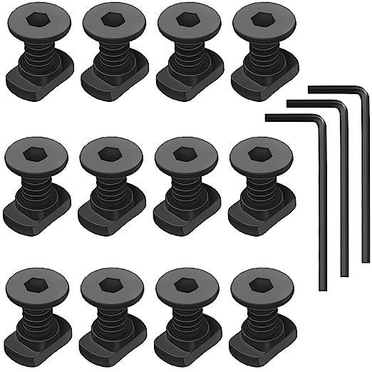 Ficero 12 PCS Mlok Screws and Nuts Replacement Sets, M-Lok Rail Mount Screws & T-Nuts Accessories with Allen Wrench
