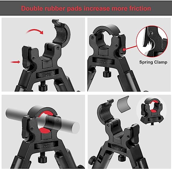 JINSE Clamp-on Bipod, Universal Barrel Bipod, Foldable Lightweight Bipod , Barrel Size: 0.4'' to 0.7''  9-11inches height