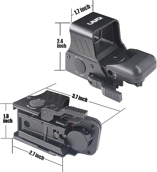 UUQ 1X22X32 Red Green Dot Sight 4 Reticles Reflex Sight W/Quick Detach Mount & 20mm Rail