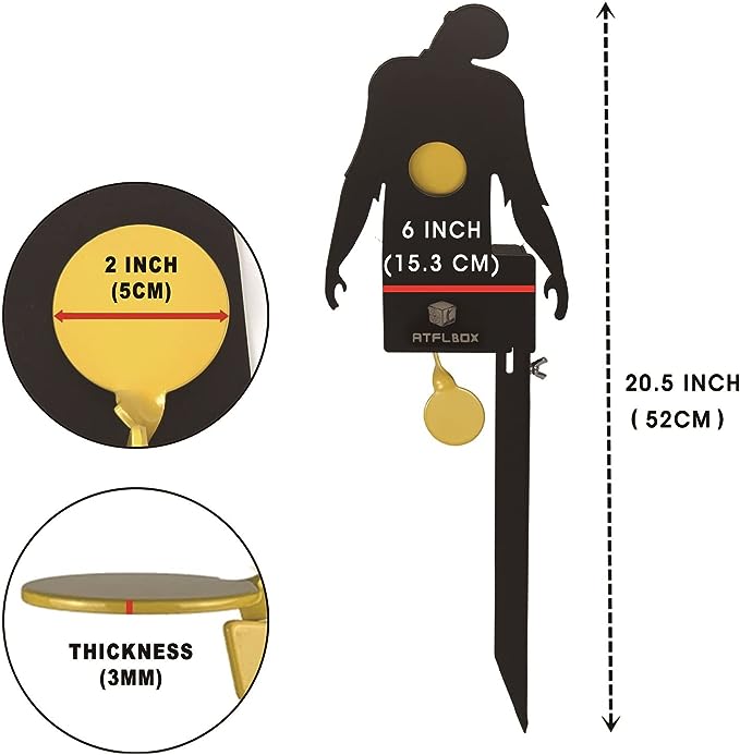 Atflbox Metal Zombie Air Gun Pellet BB Guns Rimfire Reset Target, Rated for .177 .22 Caliber Outdoor Shooting and Hunting
