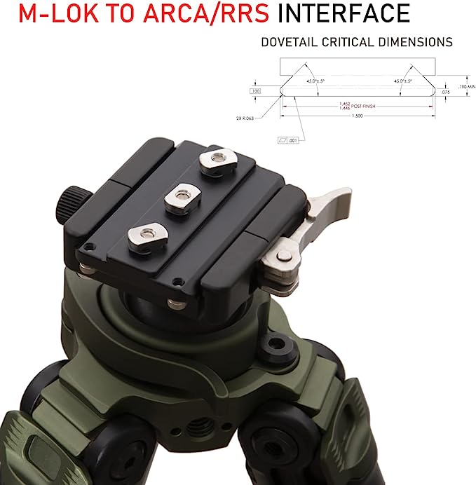 Mlok Arca Swiss Tripod Mount Plate, Mlok to Arca(ARCA-Swiss)/RRS(Really Right Stuff) Dovetail Rail Adapter, Mlok Convert to ARCA/RRS Quick Release Plate Rail,Mlok Hunting Tripod Mount Adapter