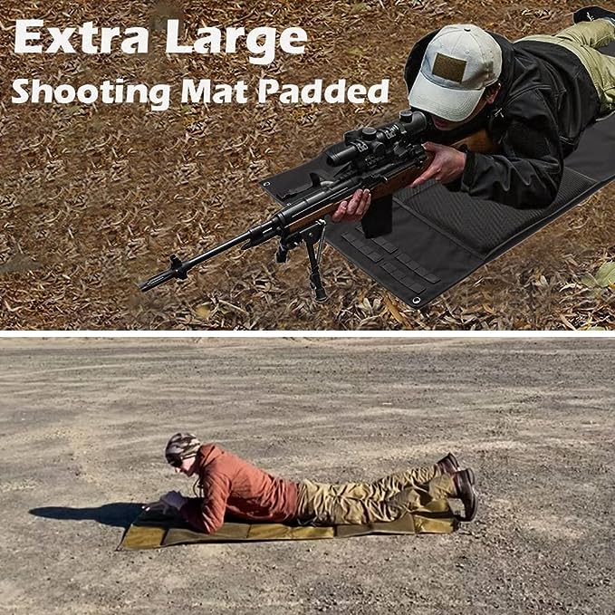 MOZETO Shooting Mat Extra Large Durable Roll Up Shooting Mats Prone Padded for Range Shooting Rifle Hunting