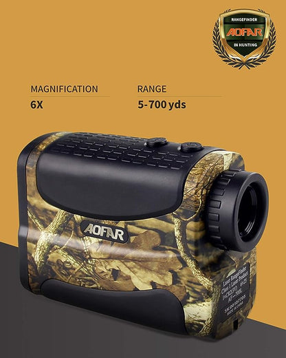 AOFAR HX-700N Hunting Range Finder 700 Yards Waterproof Archery Rangefinder for Bow Hunting with Range and Speed Mode, Free Battery, Carrying Case