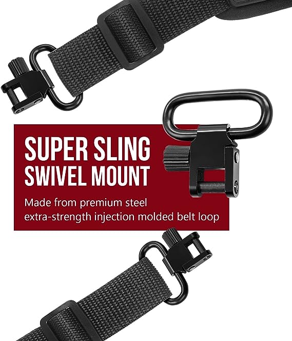 Braudel Two Point Rifle Sling - Sling with Mil-Spec Swivels, Durable Stretch Neoprene Pad, Length Adjuster,Traditional Shoulder Strap,Perfect for Outdoor Hunting