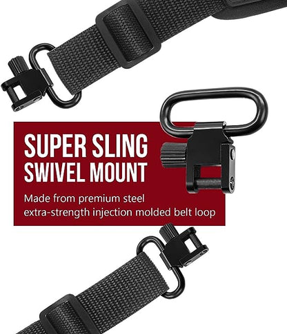 Braudel Two Point Rifle Sling - Sling with Mil-Spec Swivels, Durable Stretch Neoprene Pad, Length Adjuster,Traditional Shoulder Strap,Perfect for Outdoor Hunting