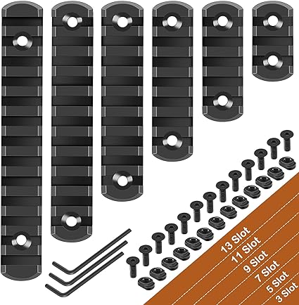 REERON Single Picatinny Rails for Mlock,3 5 7 9 11 13 Slot Aluminum Mloc Single Picatinny Rail with 13 T-Nuts & Screws, 3 Allen Wrench