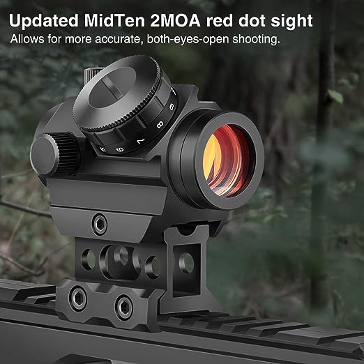 MidTen 2MOA Micro Red Dot Sight 1x25mm Reflex Sight Waterproof & Shockproof & Fog-Proof Red Dot Scope with 1 inch Riser Mount