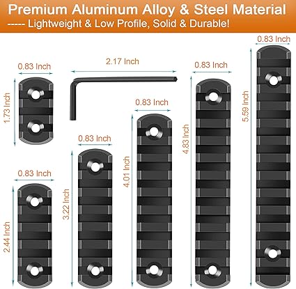 REERON Single Picatinny Rails for Mlock,3 5 7 9 11 13 Slot Aluminum Mloc Single Picatinny Rail with 13 T-Nuts & Screws, 3 Allen Wrench
