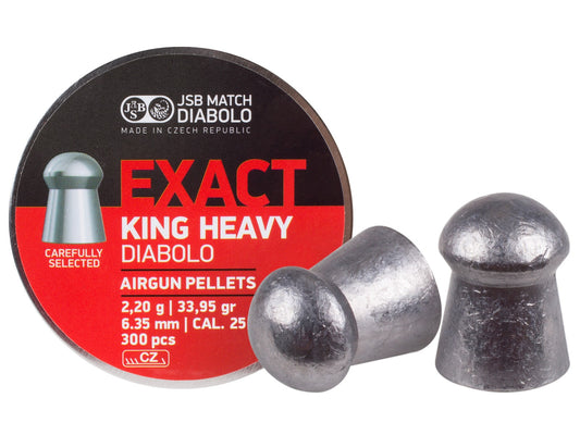 JSB Diabolo Exact King, .25 Cal, 33.95 Grains, Domed, 300ct