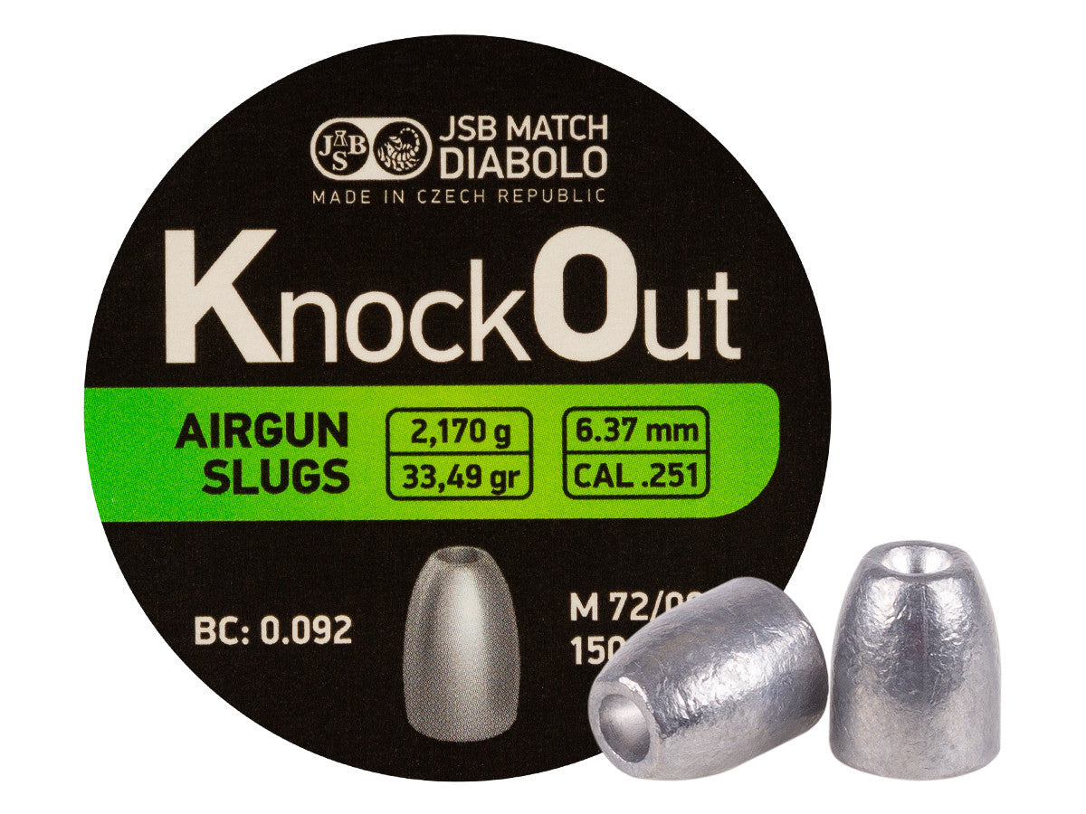 JSB KnockOut Slugs .251 Cal, 33.49gr, Hollowpoint, 150ct by JSB