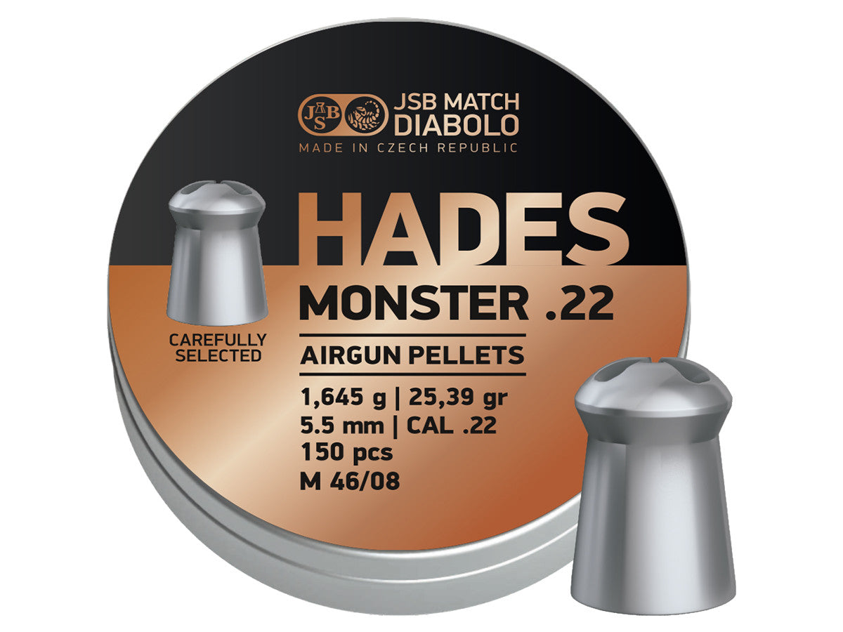 JSB Hades Monster .22 Cal, 25.39 Grains, Hollowpoint, 150ct